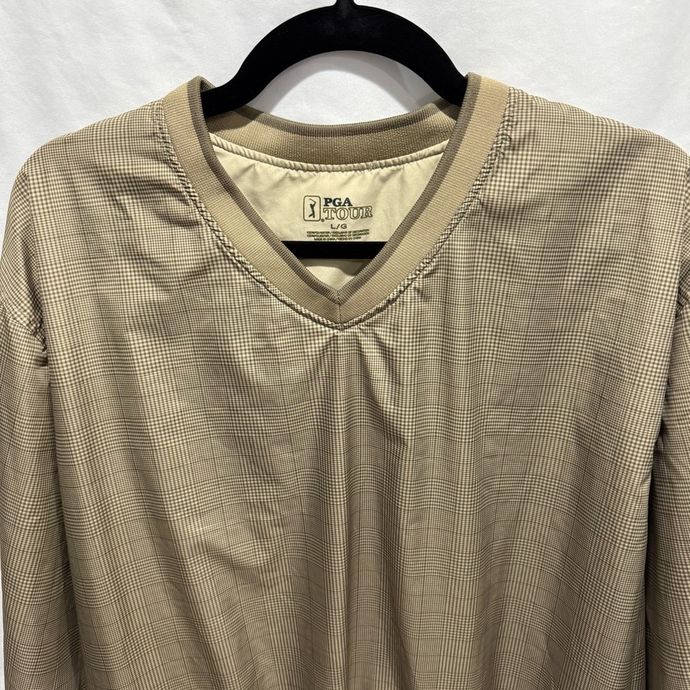 PGA TOUR Men’s Pullover Windbreaker Jacket Plaid‎ Beige  Large Golf Performance - Picture 3 of 16